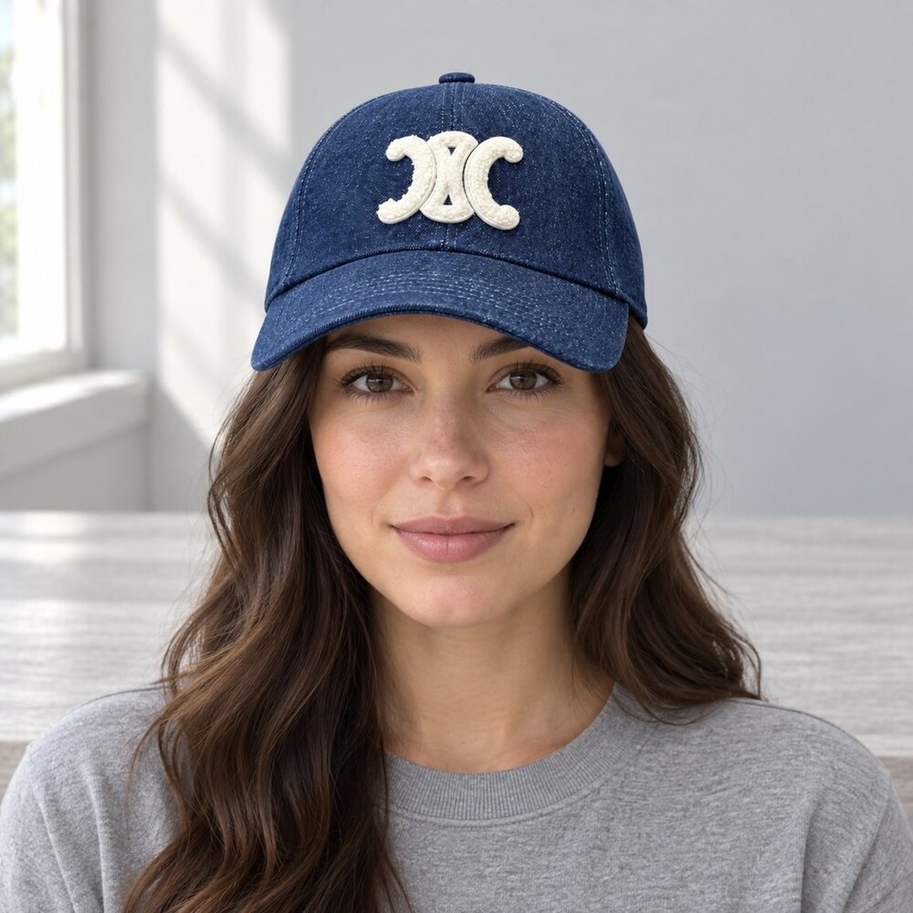 CELINE Dark Wash Denim Baseball Cap - Picture 2 of 6